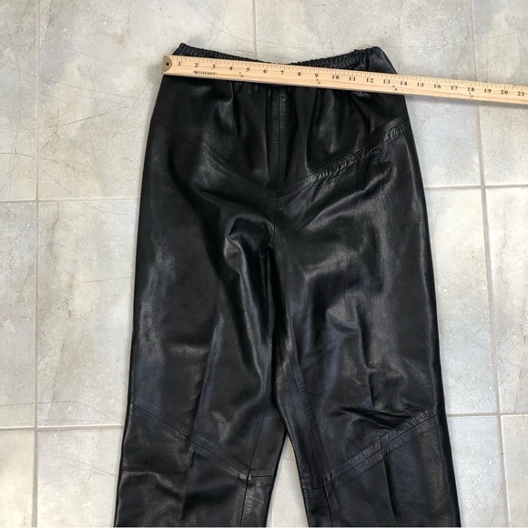 VINTAGE black baggy leather pants size M - Picture 8 of 8